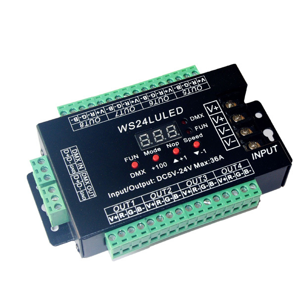 WS24LULED 24CH DMX512 LED Decoder DC5V-24V 8 Group RGB Common Anode Controller,Whymelighting – Pro LED Strips & Diffused Blocks, Factory Direct,WS24LULED 24CH DMX512 LED Decoder DC5V-24V 8 Group RGB Common Anode Controller
