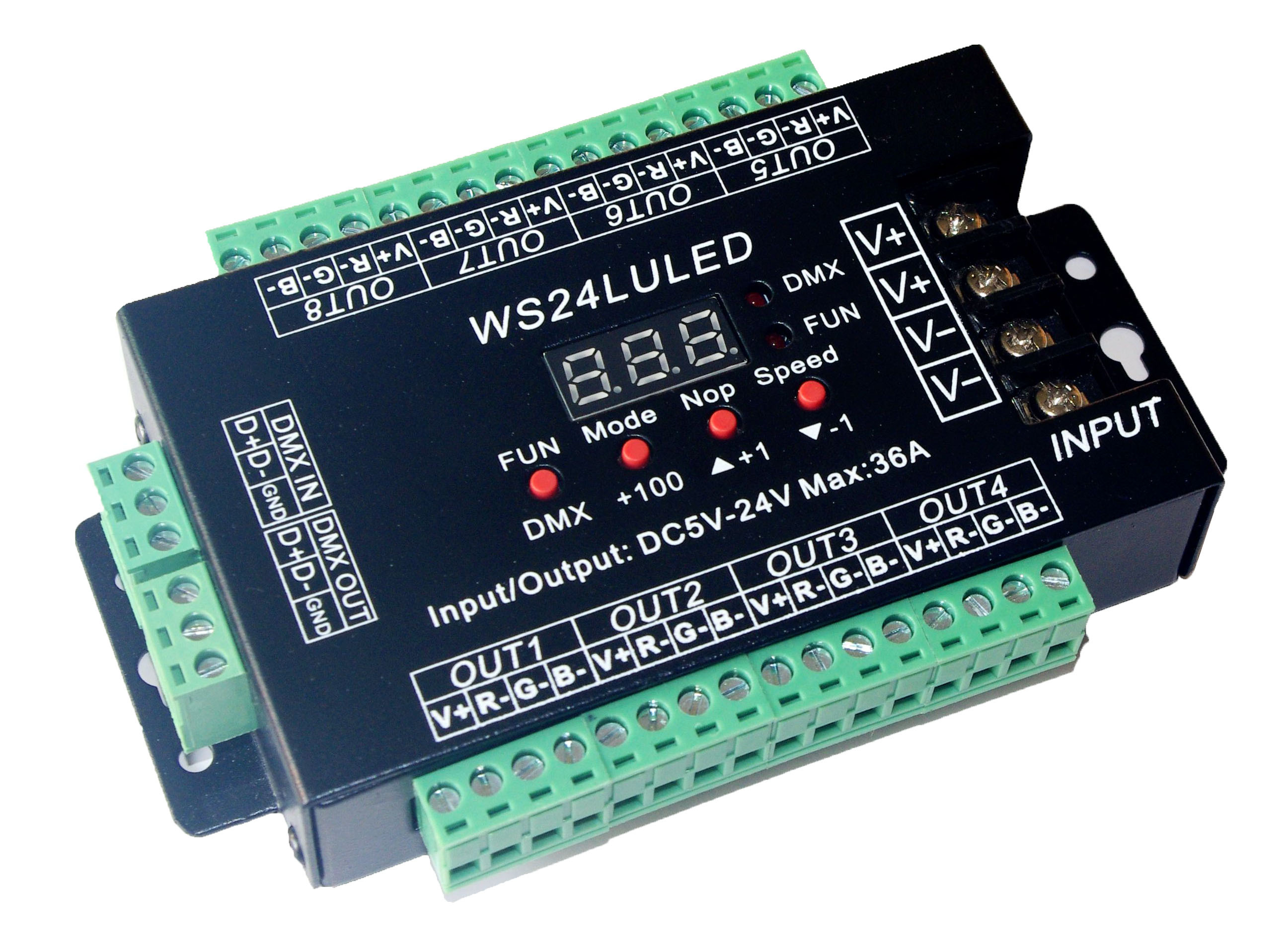 WS24LULED 24CH DMX512 LED Decoder DC5V-24V 8 Group RGB Common Anode Controller,Whymelighting – Pro LED Strips & Diffused Blocks, Factory Direct,WS24LULED 24CH DMX512 LED Decoder DC5V-24V 8 Group RGB Common Anode Controller