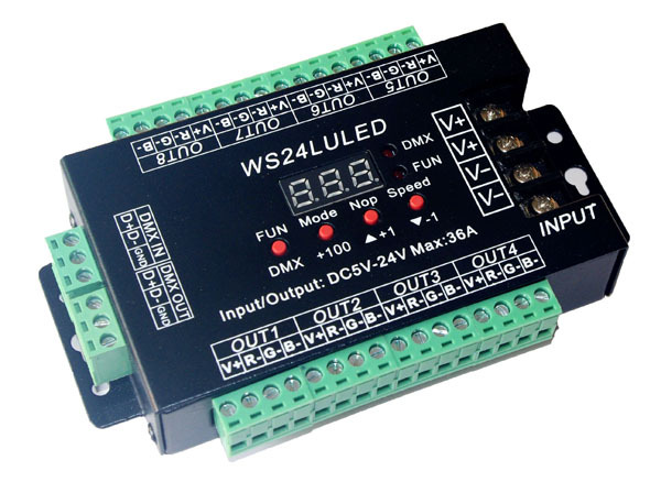 WS24LULED 24CH DMX512 LED Decoder DC5V-24V 8 Group RGB Common Anode Controller,Whymelighting – Pro LED Strips & Diffused Blocks, Factory Direct,WS24LULED 24CH DMX512 LED Decoder DC5V-24V 8 Group RGB Common Anode Controller