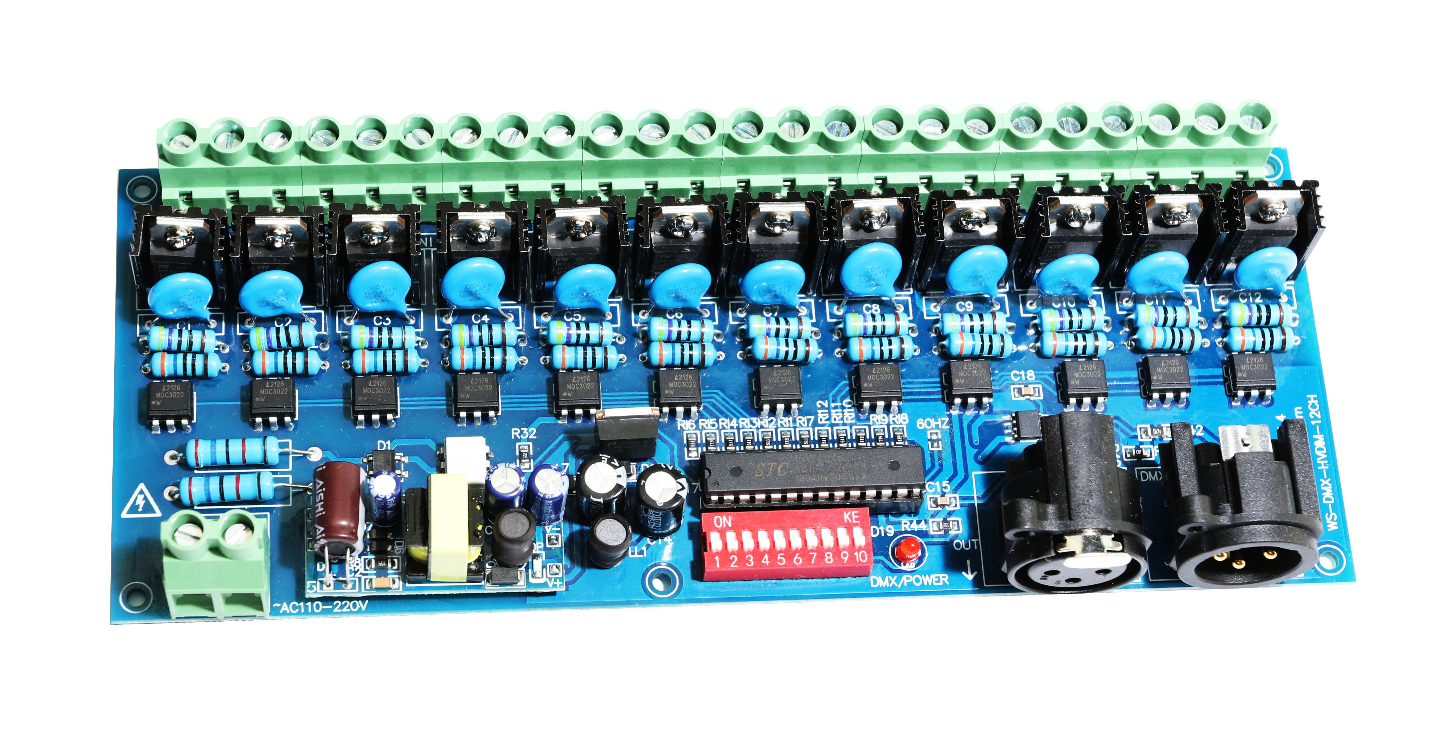 12CH HV DMX512 Dimmer Decoder AC110/220V LED Dimmable DIP Address DMX Control,Whymelighting – Pro LED Strips & Diffused Blocks, Factory Direct,12CH HV DMX512 Dimmer Decoder AC110/220V LED Dimmable DIP Address DMX Control