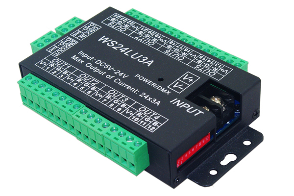 WS24LU3A 24CH DMX512 Decode DC5V-24V 1A Max 3A 8 RGB Groups LED Controller,Whymelighting – Pro LED Strips & Diffused Blocks, Factory Direct,WS24LU3A 24CH DMX512 Decode DC5V-24V 1A Max 3A 8 RGB Groups LED Controller