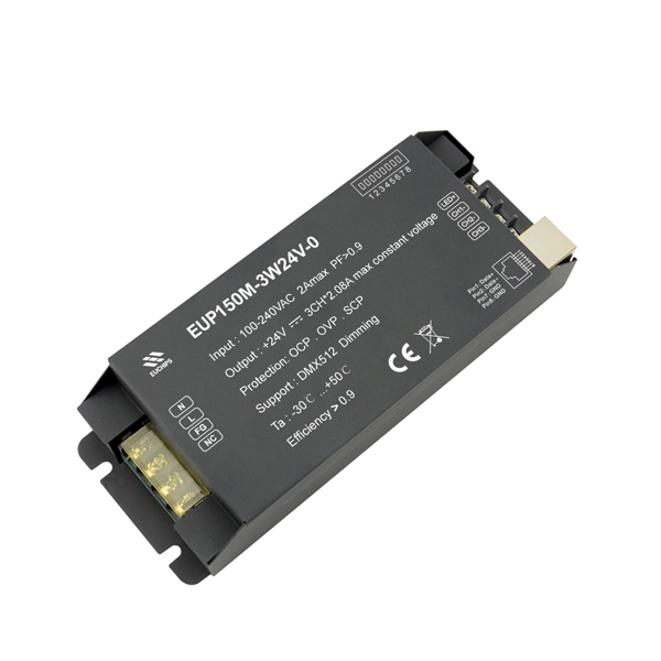 150W 24VDC 2.08A*3ch Constant Voltage DMX Driver EUP150M-3W24V-0,Whymelighting – Pro LED Strips & Diffused Blocks, Factory Direct,150W 24VDC 2.08A*3ch Constant Voltage DMX Driver EUP150M-3W24V-0
