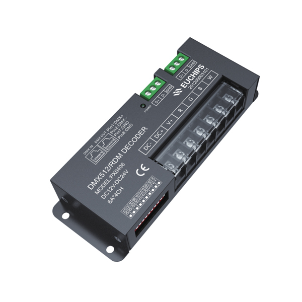 6A*4ch DMX512/RDM RGBW Decoder PX0406,Whymelighting – Pro LED Strips & Diffused Blocks, Factory Direct,6A*4ch DMX512/RDM RGBW Decoder PX0406