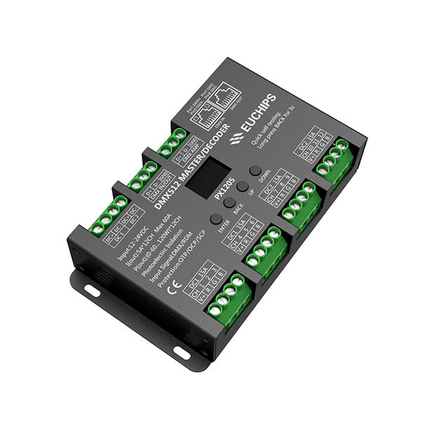 12-24VDC 5A*12ch DMX512 Decoder PX1205-OLED,Whymelighting – Pro LED Strips & Diffused Blocks, Factory Direct,12-24VDC 5A*12ch DMX512 Decoder PX1205-OLED