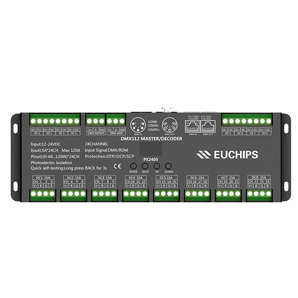 12-24VDC 5A*24ch DMX512 Decoder PX2405-OLED,Whymelighting – Pro LED Strips & Diffused Blocks, Factory Direct,12-24VDC 5A*24ch DMX512 Decoder PX2405-OLED