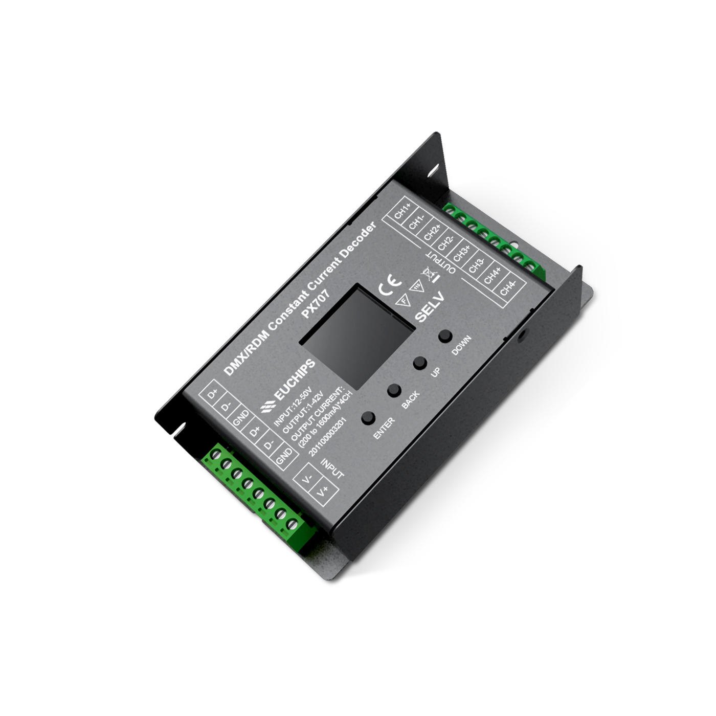4ch 200~1600mA DMX512 RDM CC Decoder PX707,Whymelighting – Pro LED Strips & Diffused Blocks, Factory Direct,4ch 200~1600mA DMX512 RDM CC Decoder PX707