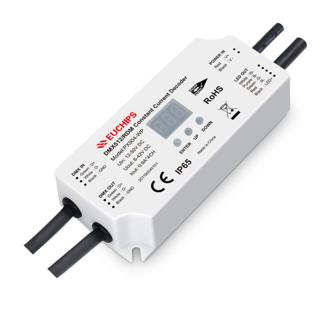 0.9A*4ch 12-24VDC Waterproof CC DMX Decoder PX904-WP,Whymelighting – Pro LED Strips & Diffused Blocks, Factory Direct,0.9A*4ch 12-24VDC Waterproof CC DMX Decoder PX904-WP