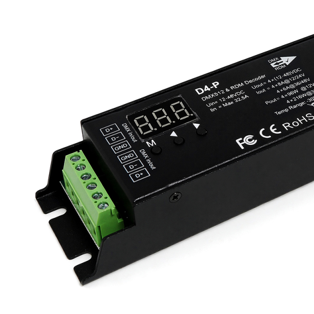 D4-P 4-Channel DMX512 & RDM Decoder LED Controller, 12-48VDC,Whymelighting – Pro LED Strips & Diffused Blocks, Factory Direct,D4-P 4-Channel DMX512 & RDM Decoder LED Controller, 12-48VDC