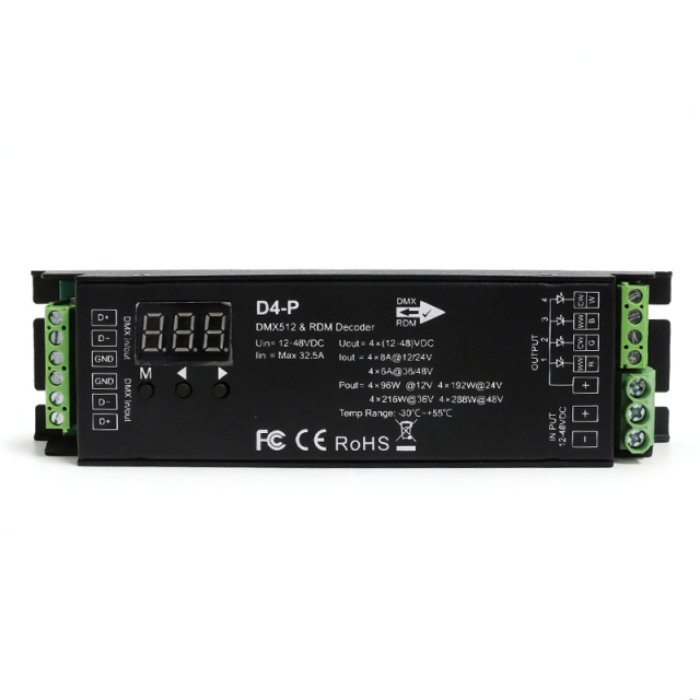 D4-P 4-Channel DMX512 & RDM Decoder LED Controller, 12-48VDC,Whymelighting – Pro LED Strips & Diffused Blocks, Factory Direct,D4-P 4-Channel DMX512 & RDM Decoder LED Controller, 12-48VDC