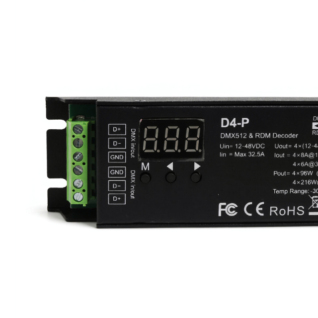 D4-P 4-Channel DMX512 & RDM Decoder LED Controller, 12-48VDC,Whymelighting – Pro LED Strips & Diffused Blocks, Factory Direct,D4-P 4-Channel DMX512 & RDM Decoder LED Controller, 12-48VDC