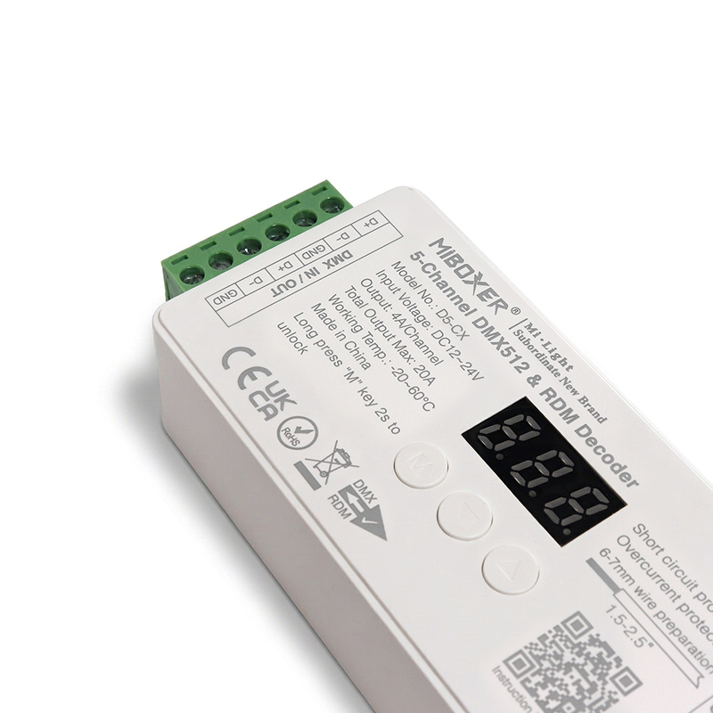 D5-CX 5-Channel Constant Voltage DMX512 & RDM Decoder,Whymelighting – Pro LED Strips & Diffused Blocks, Factory Direct,D5-CX 5-Channel Constant Voltage DMX512 & RDM Decoder