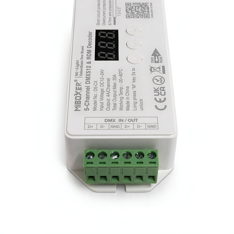 D5-CX 5-Channel Constant Voltage DMX512 & RDM Decoder,Whymelighting – Pro LED Strips & Diffused Blocks, Factory Direct,D5-CX 5-Channel Constant Voltage DMX512 & RDM Decoder