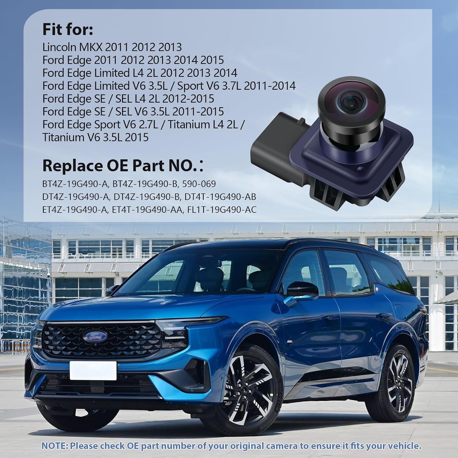 OE Backup Camera Compatible with Ford Edge 2011-2015 and Lincoln MKX 2011-2013 | Rear View Reverse Park Assist Camera | Replaces BT4Z-19G490-B, DT4Z-19G490-A, DT4T-19G490-AB, ET4Z-19G490-A