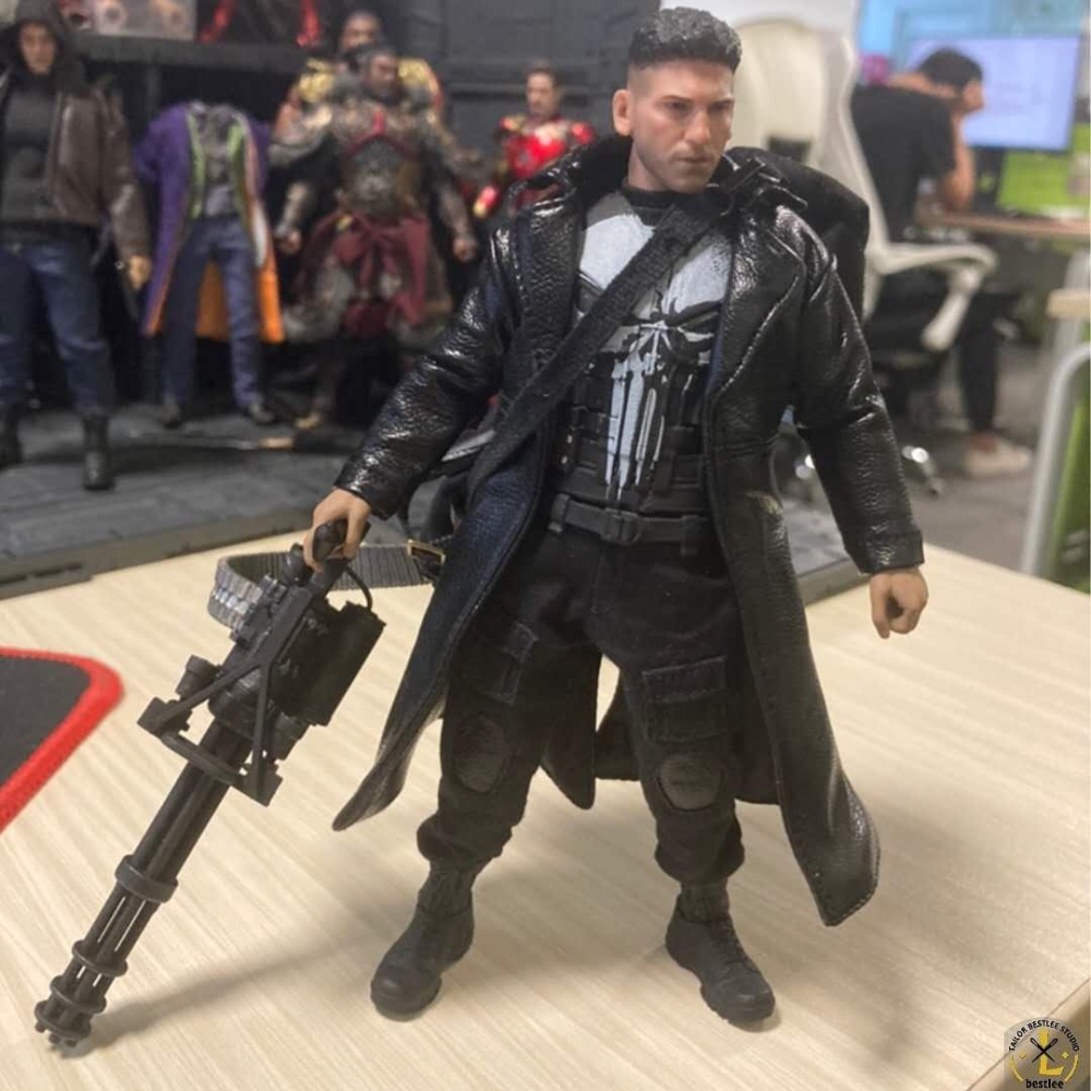 A black leather windbreaker for the Punisher