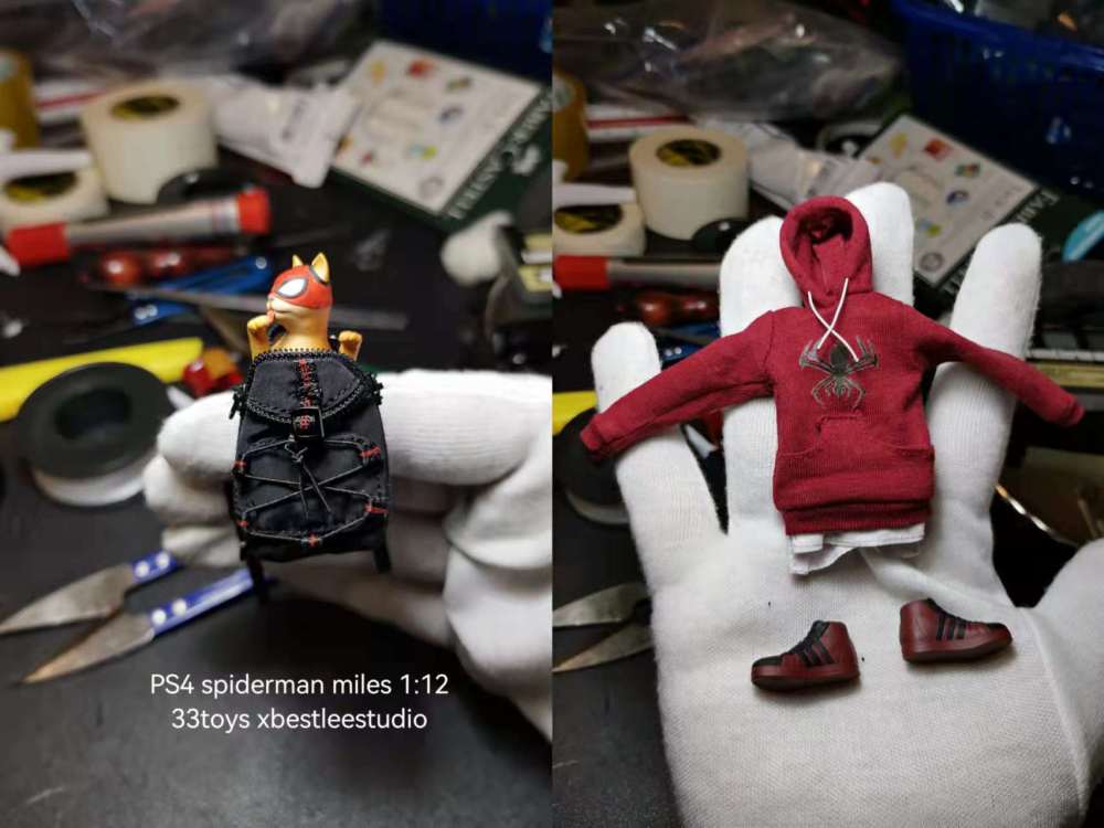 ML PS4 Spider Boy miless suit/ bag/shoes/cat 1:12