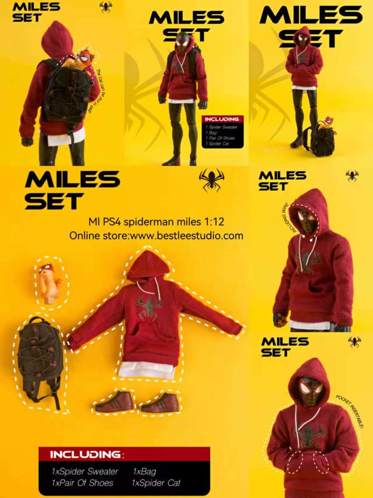 ML PS4 Spider Boy miless suit/ bag/shoes/cat 1:12