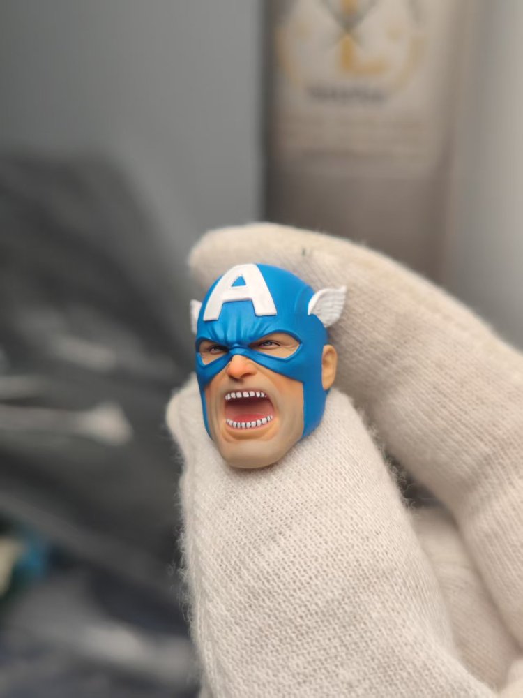 Retro comic version of Captain America's headsculpt 1:12