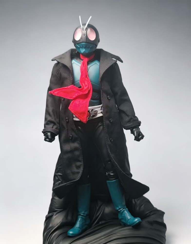 ZDTOYS Mask Warrior Black trench coat+Red scarf 1:12