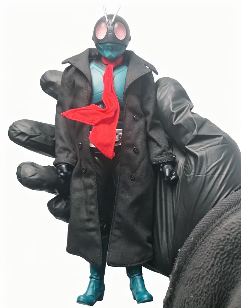 ZDTOYS Mask Warrior Black trench coat+Red scarf 1:12