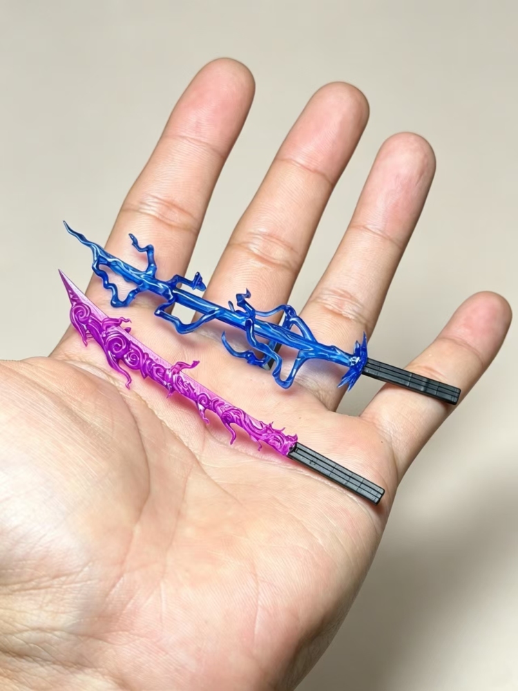 1/12 Scale Fantasy Weapon Accessory, Ignis-Veyr Twinblades, Hand-Painted Dual Element Blade Set