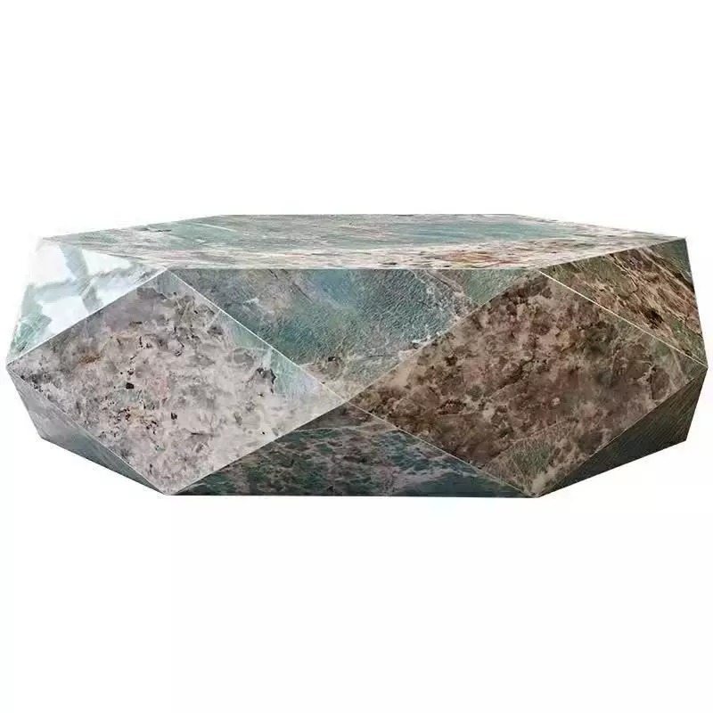 Italian luxury imported Amazon greenstone tea table, high-end diamond shaped living room low coffee table, diameter 1-1.2 meters, living room geometric coffee table