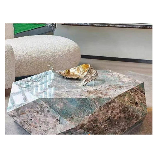 Italian luxury imported Amazon greenstone tea table, high-end diamond shaped living room low coffee table, diameter 1-1.2 meters, living room geometric coffee table
