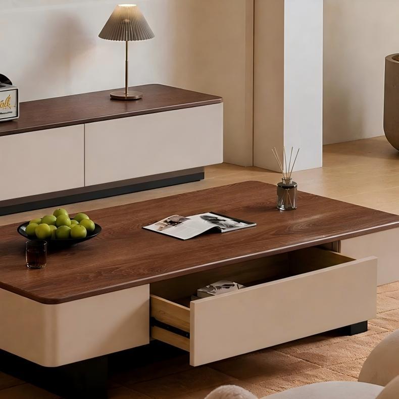 Middle ancient style walnut wood grain storage tea table TV cabinet 1.8m combination living room 1.2m solid wood tea table for home use
