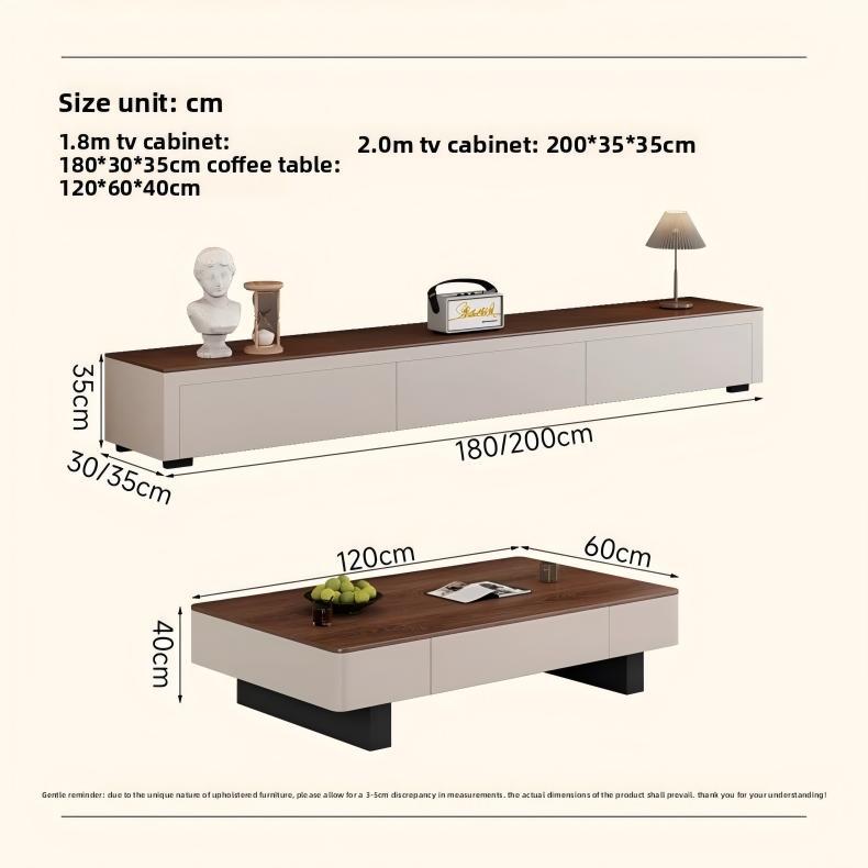 Middle ancient style walnut wood grain storage tea table TV cabinet 1.8m combination living room 1.2m solid wood tea table for home use