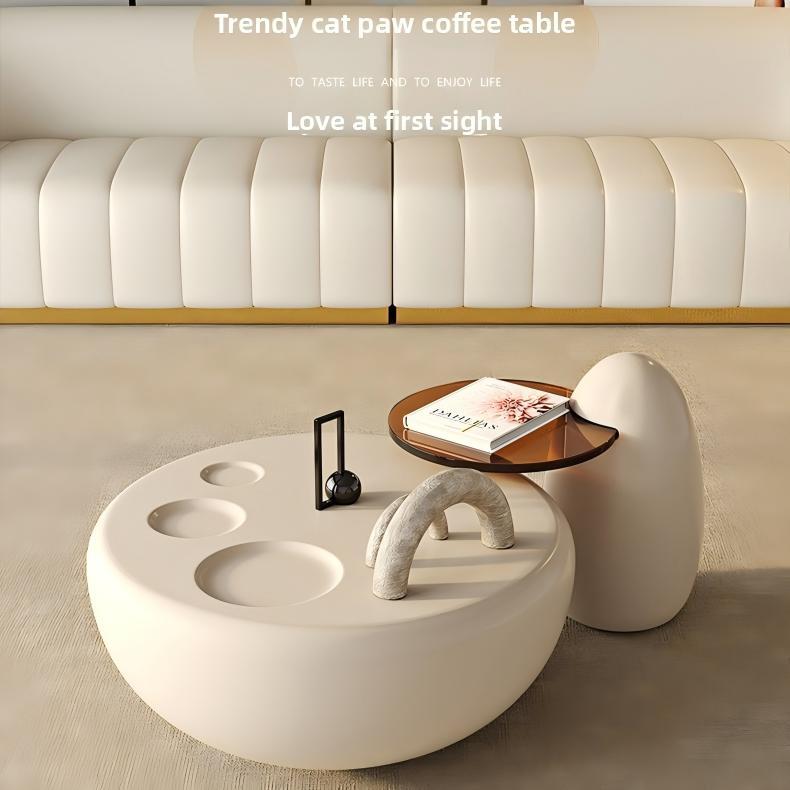 Innovative Italian style cat paw coffee table, TV cabinet side table, size of apartment, modern living room, fiberglass coffee table