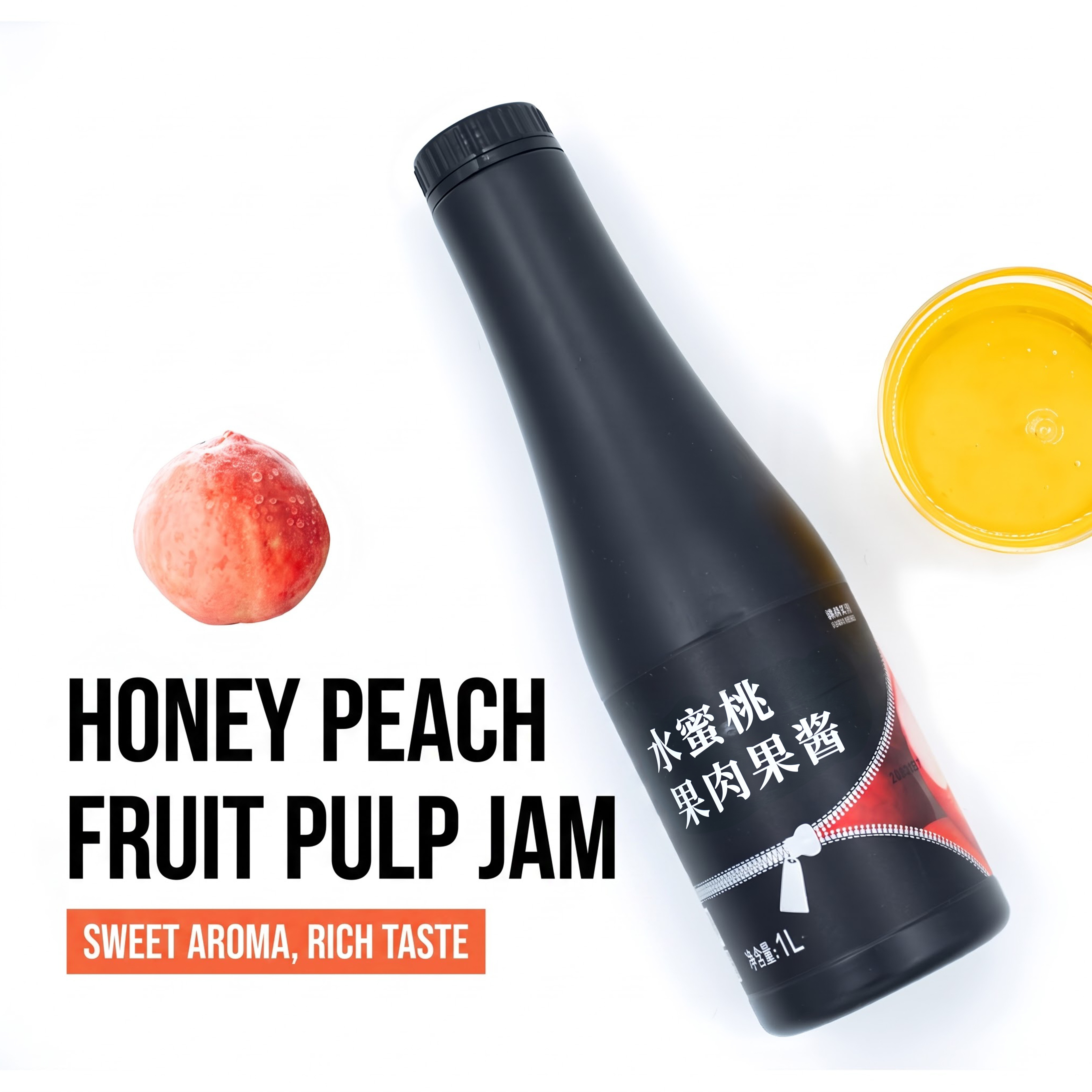 Peach flavored beverage, concentrated fruit tea, smoothie milk tea, raw material 1L/水蜜桃风味饮料饮料浓浆 果茶冰沙奶茶原料1L