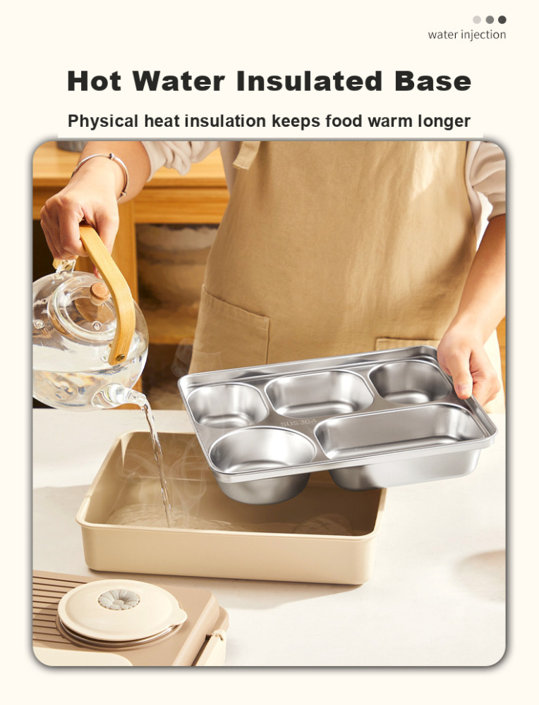 304 Stainless Steel Insulated Bento Lunch Box — Compartmentalized Meal Container Set for Office & School
