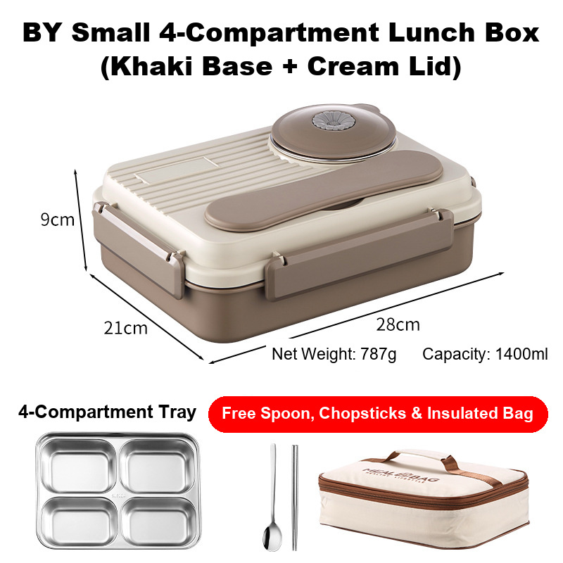 304 Stainless Steel Insulated Bento Lunch Box — Compartmentalized Meal Container Set for Office & School