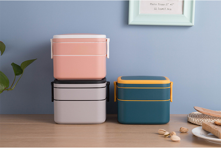 2-Tier Stackable Bento Box with Handle — Microwave-Safe Lunch Box for Work, School & Meal Prep