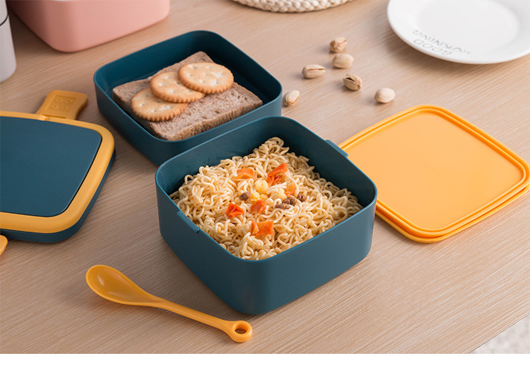 2-Tier Stackable Bento Box with Handle — Microwave-Safe Lunch Box for Work, School & Meal Prep