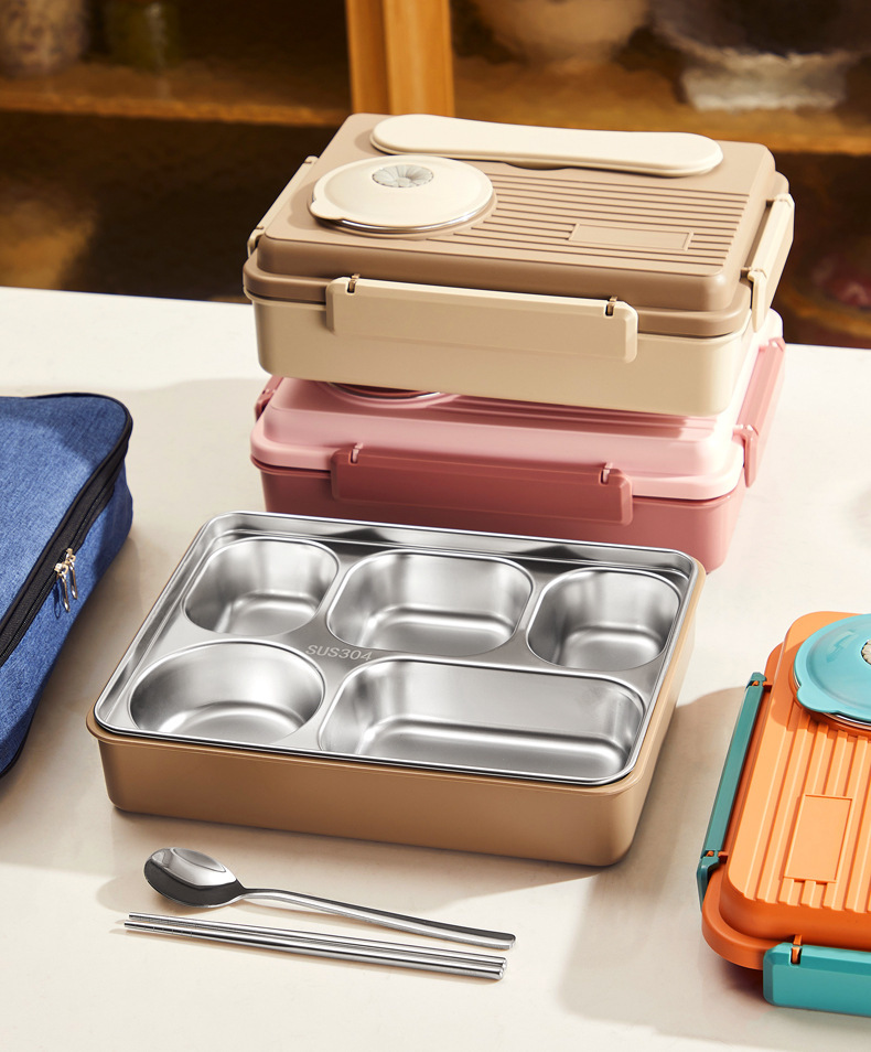 304 Stainless Steel Insulated Bento Lunch Box — Compartmentalized Meal Container Set for Office & School