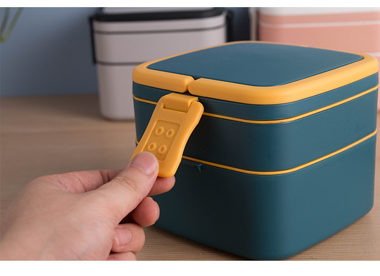 2-Tier Stackable Bento Box with Handle — Microwave-Safe Lunch Box for Work, School & Meal Prep