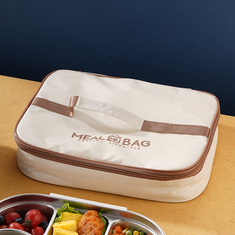Insulated Lunch Bag, Portable Bento Box Tote with Storage Compartment, Modern Minimalist Thermal Food Bag