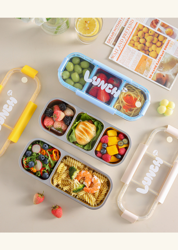 304 Stainless Steel Divided Bento Lunch Box — Sealed, Leak-Resistant Compartments, No Flavor Mixing