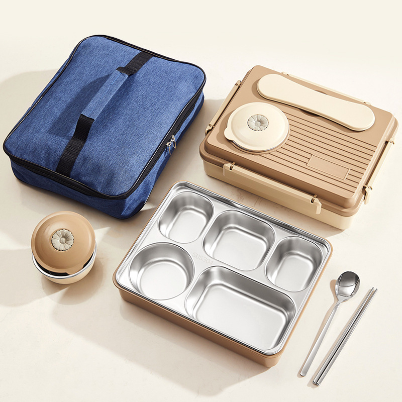 304 Stainless Steel Insulated Bento Lunch Box — Compartmentalized Meal Container Set for Office & School