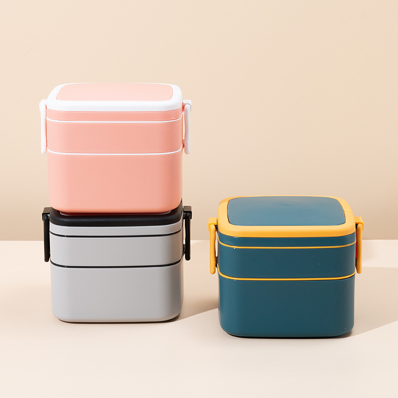 2-Tier Stackable Bento Box with Handle — Microwave-Safe Lunch Box for Work, School & Meal Prep