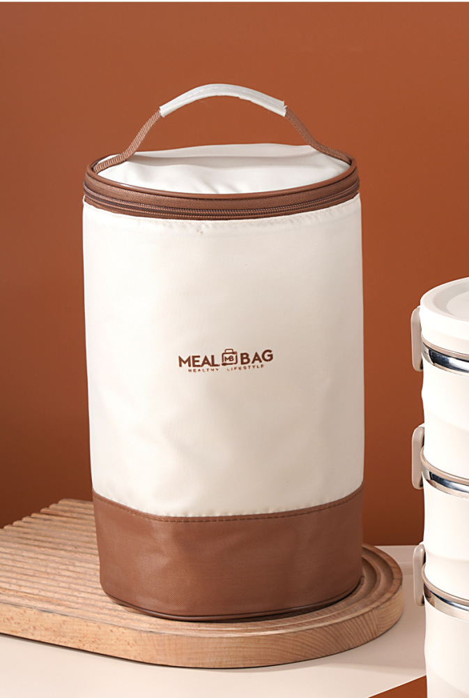 Insulated Lunch Bag, Portable Bento Box Tote with Storage Compartment, Modern Minimalist Thermal Food Bag