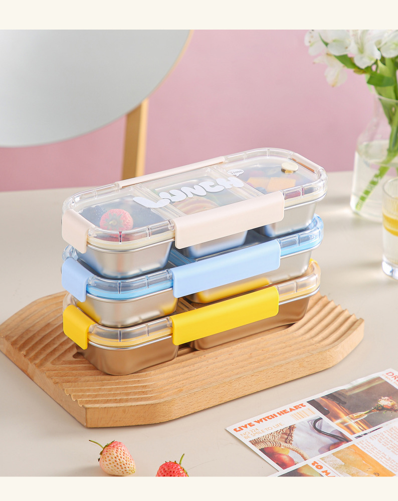 304 Stainless Steel Divided Bento Lunch Box — Sealed, Leak-Resistant Compartments, No Flavor Mixing