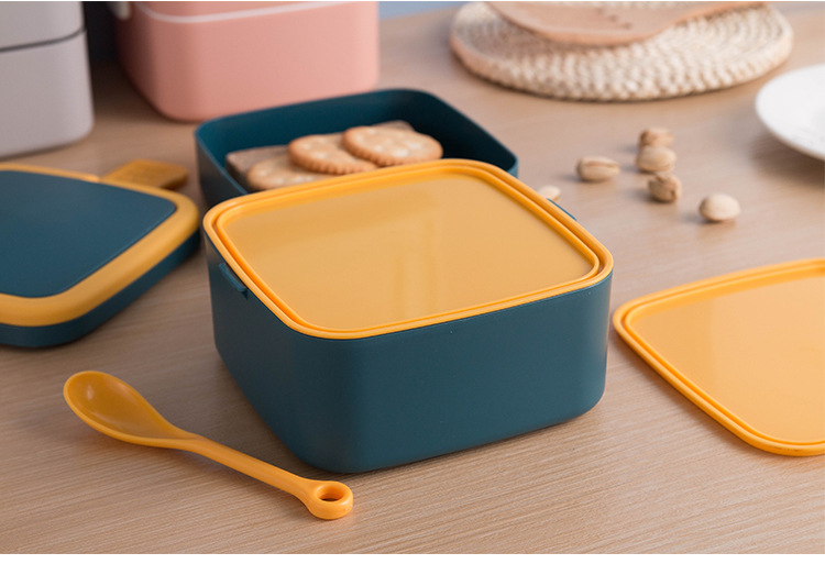 2-Tier Stackable Bento Box with Handle — Microwave-Safe Lunch Box for Work, School & Meal Prep