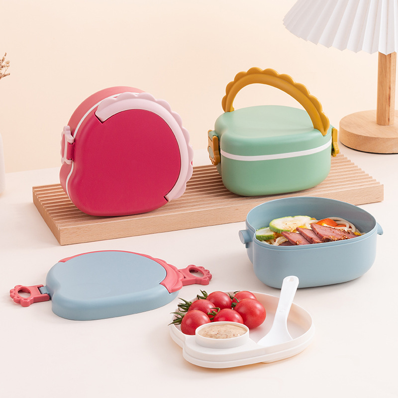 Dino Bento Box for Kids — Divided, Microwave-Safe Lunch Box with Handle & Fruit Compartment