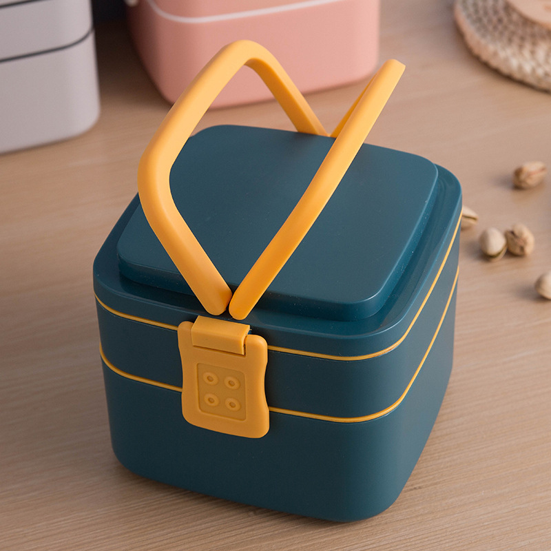 2-Tier Stackable Bento Box with Handle — Microwave-Safe Lunch Box for Work, School & Meal Prep