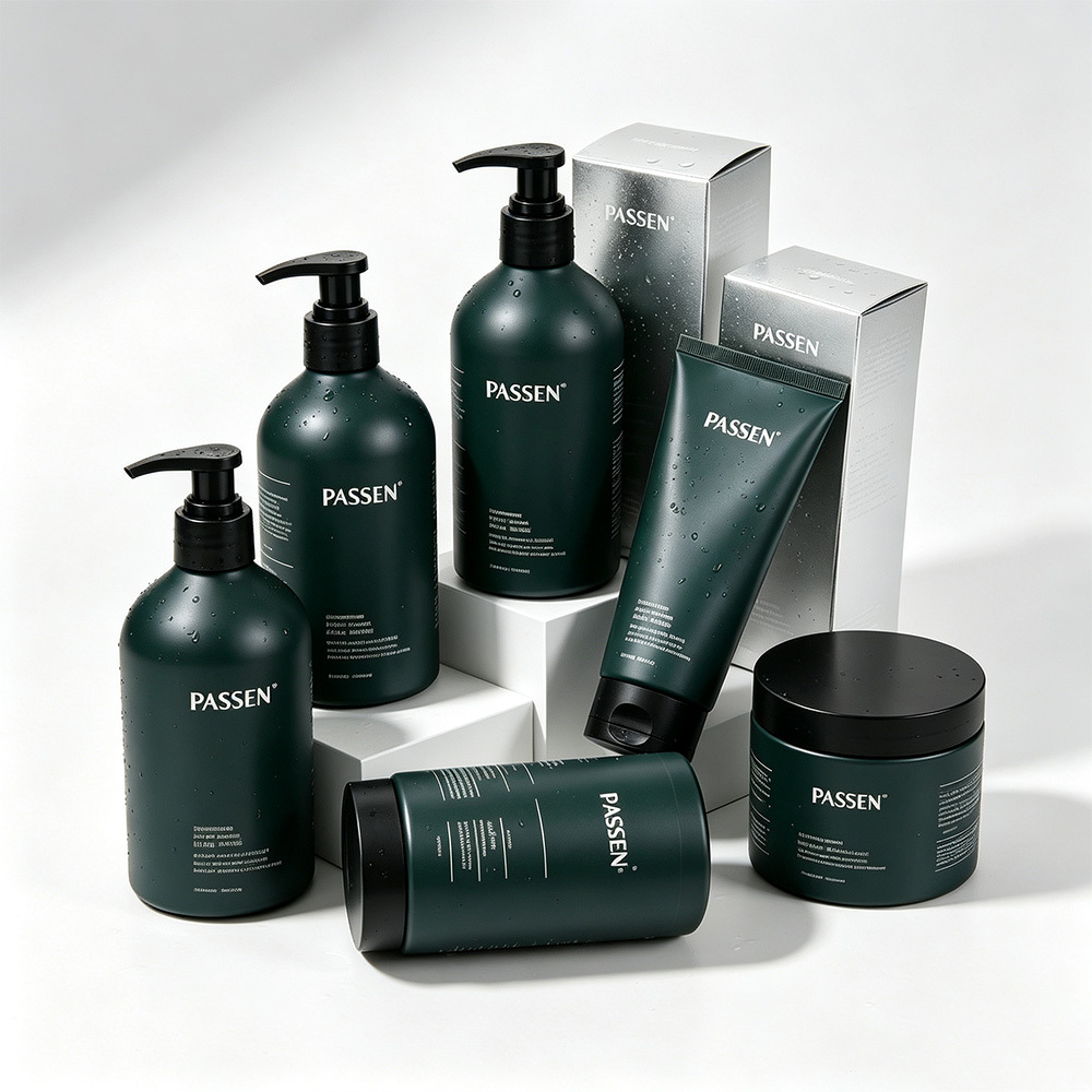 Green Matte Multi Layer Printing Aluminum Bottle Skincare Packaging for Body Lotion Hand Soap With Free Design