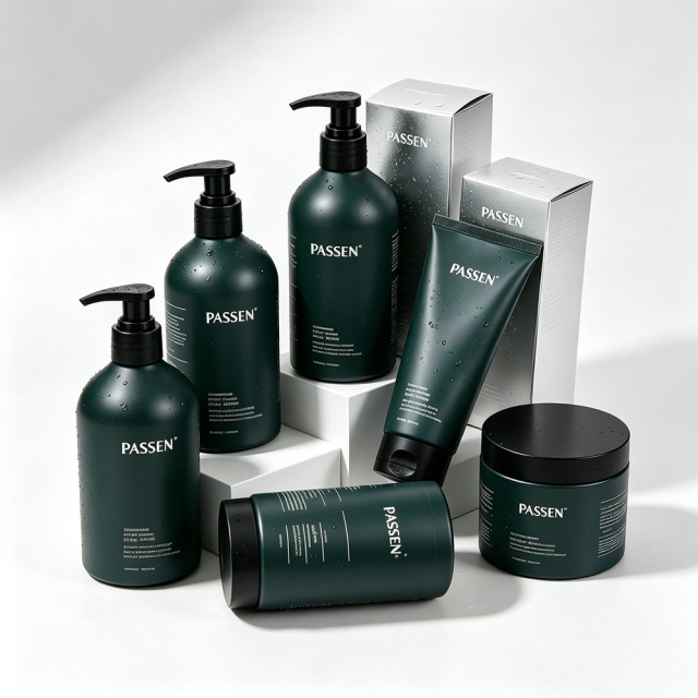 Green Matte Multi Layer Printing Aluminum Bottle Skincare Packaging for Body Lotion Hand Soap With Free Design