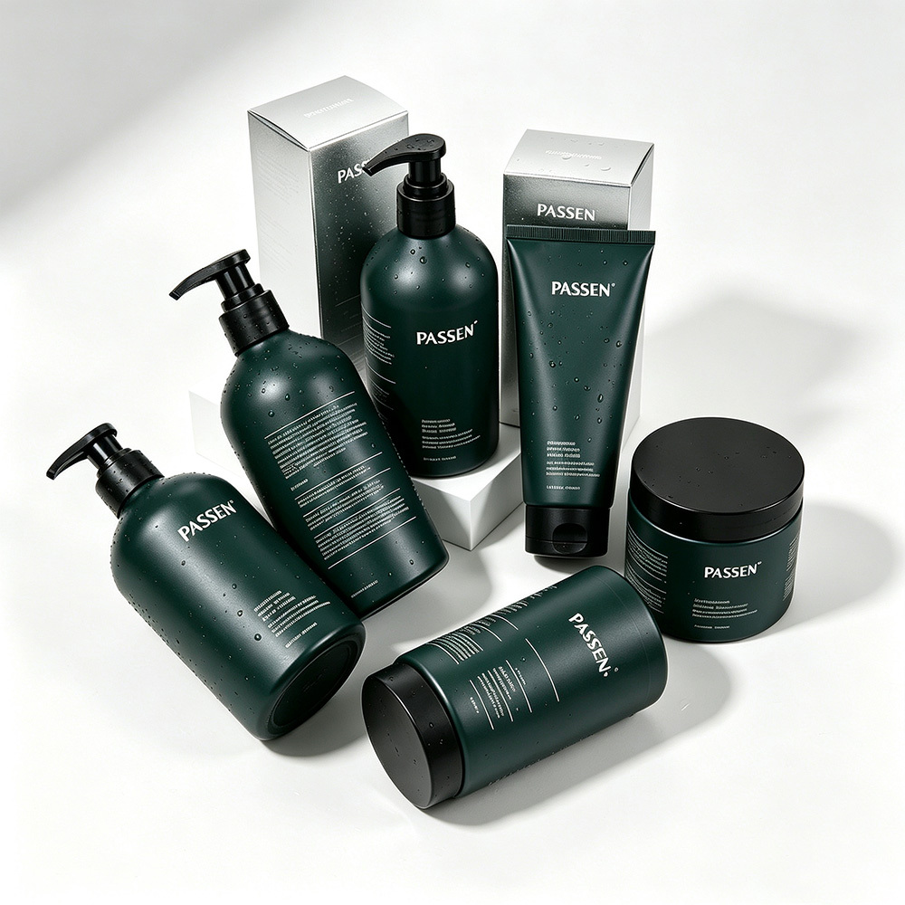 Green Matte Multi Layer Printing Aluminum Bottle Skincare Packaging for Body Lotion Hand Soap With Free Design