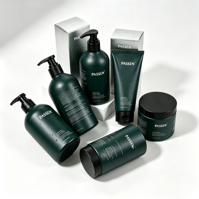 Green Matte Multi Layer Printing Aluminum Bottle Skincare Packaging for Body Lotion Hand Soap With Free Design