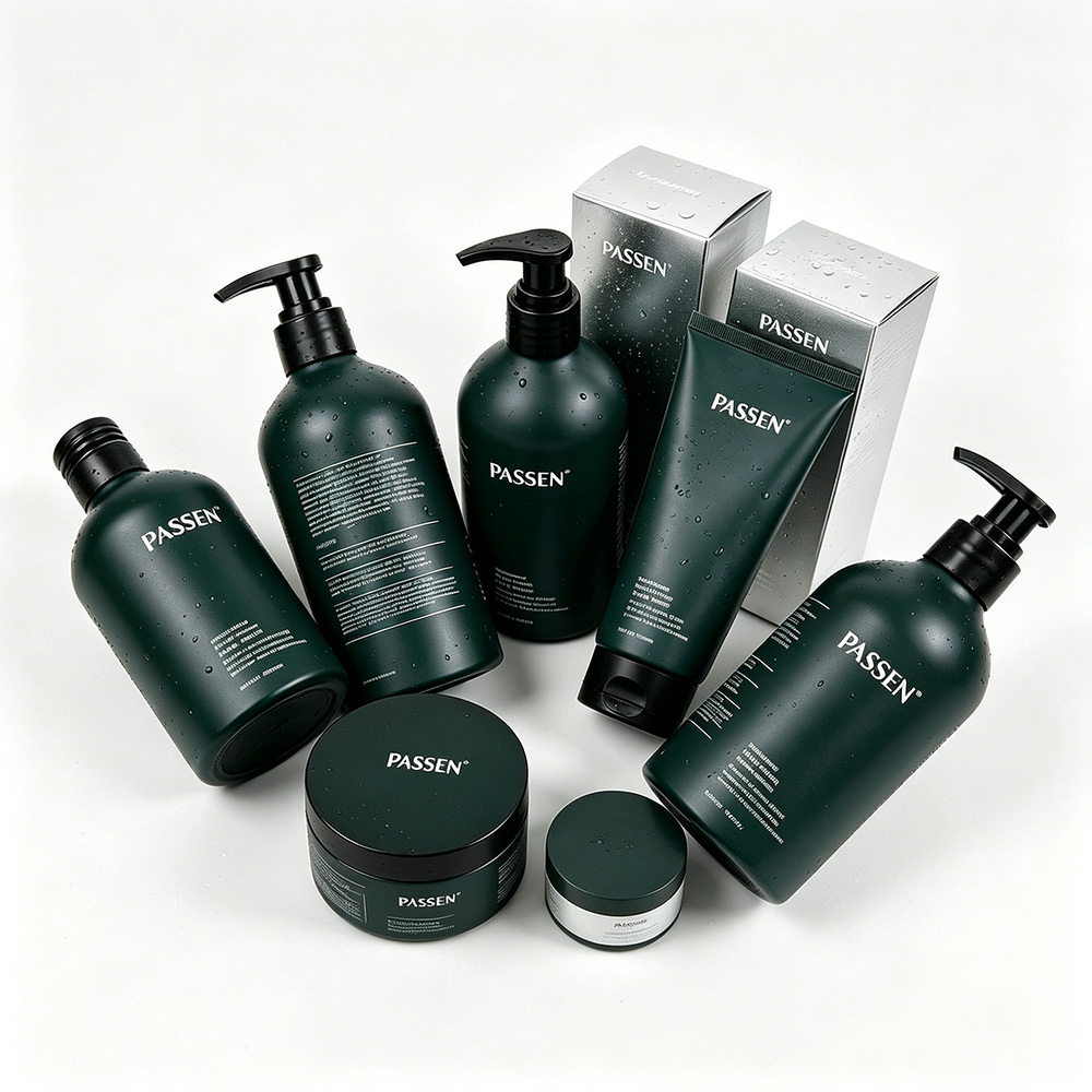 Green Matte Multi Layer Printing Aluminum Bottle Skincare Packaging for Body Lotion Hand Soap With Free Design
